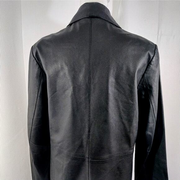 JOHN PAUL RICHARD/UNIFORM! BLACK GENUINE LEATHER LONG TAILORED JACKET! SZ 10 - Picture 8 of 13